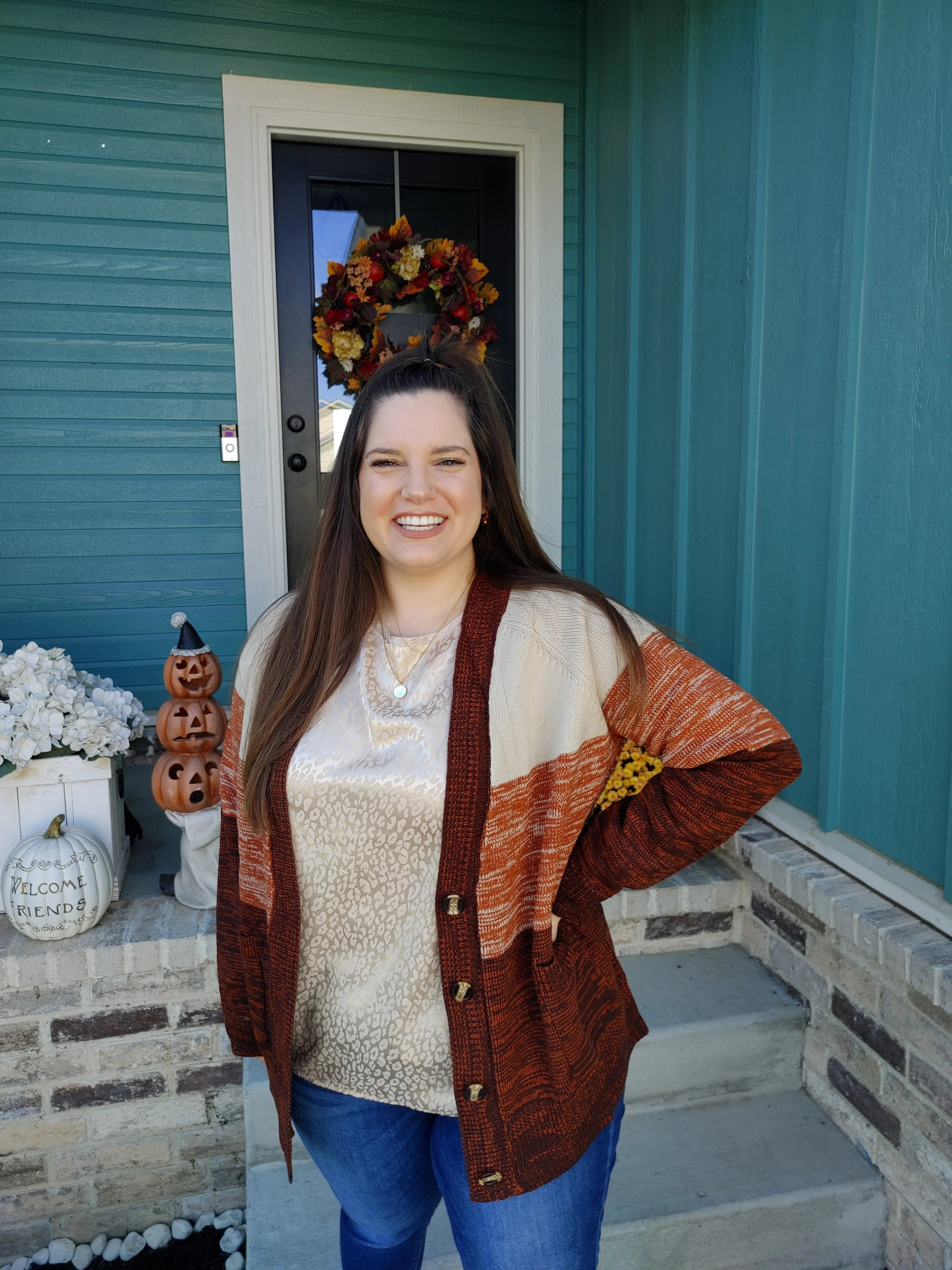 Pumpkin Cold Brew Multi-Color Cardigan