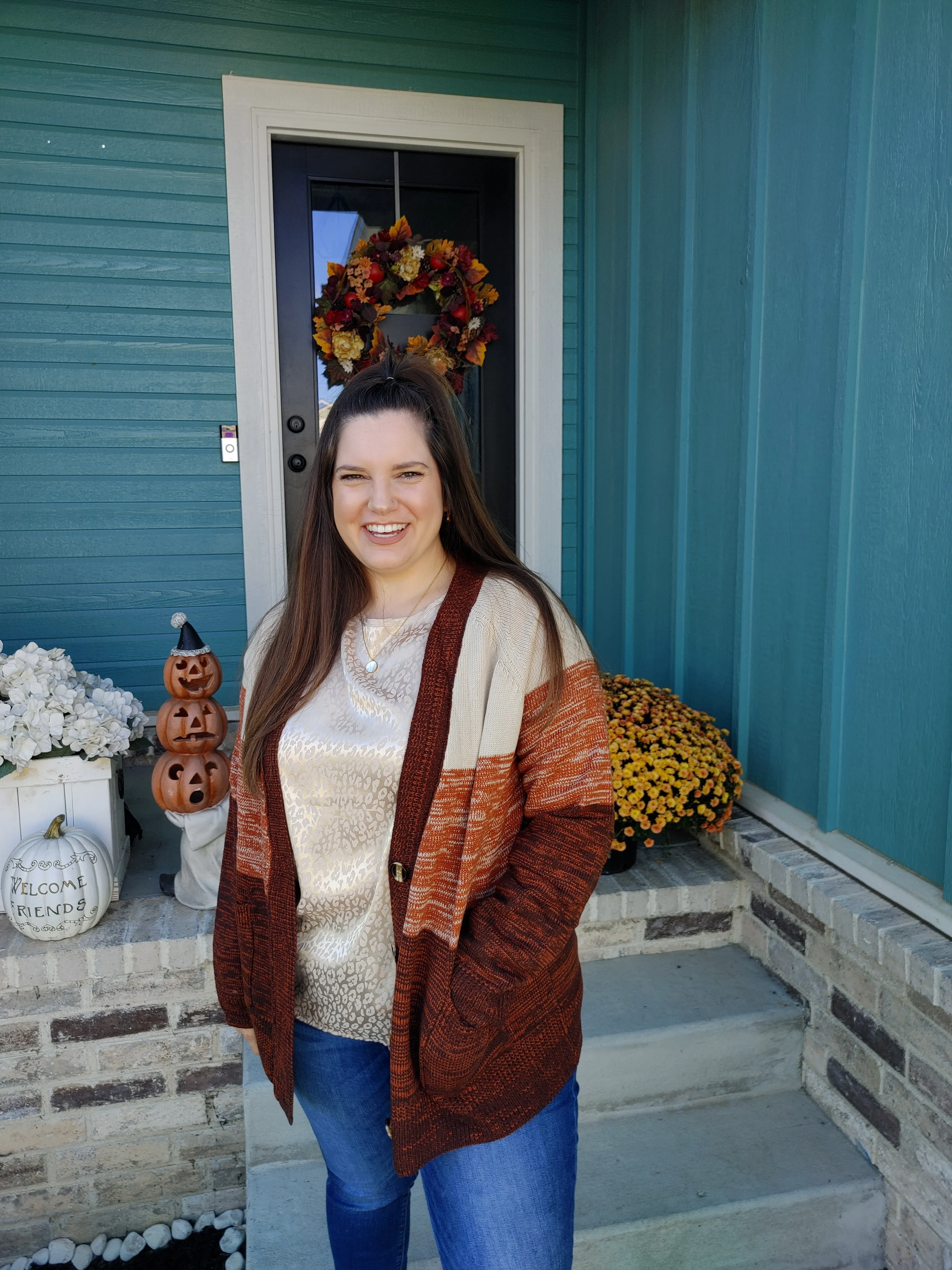 Pumpkin Cold Brew Multi-Color Cardigan