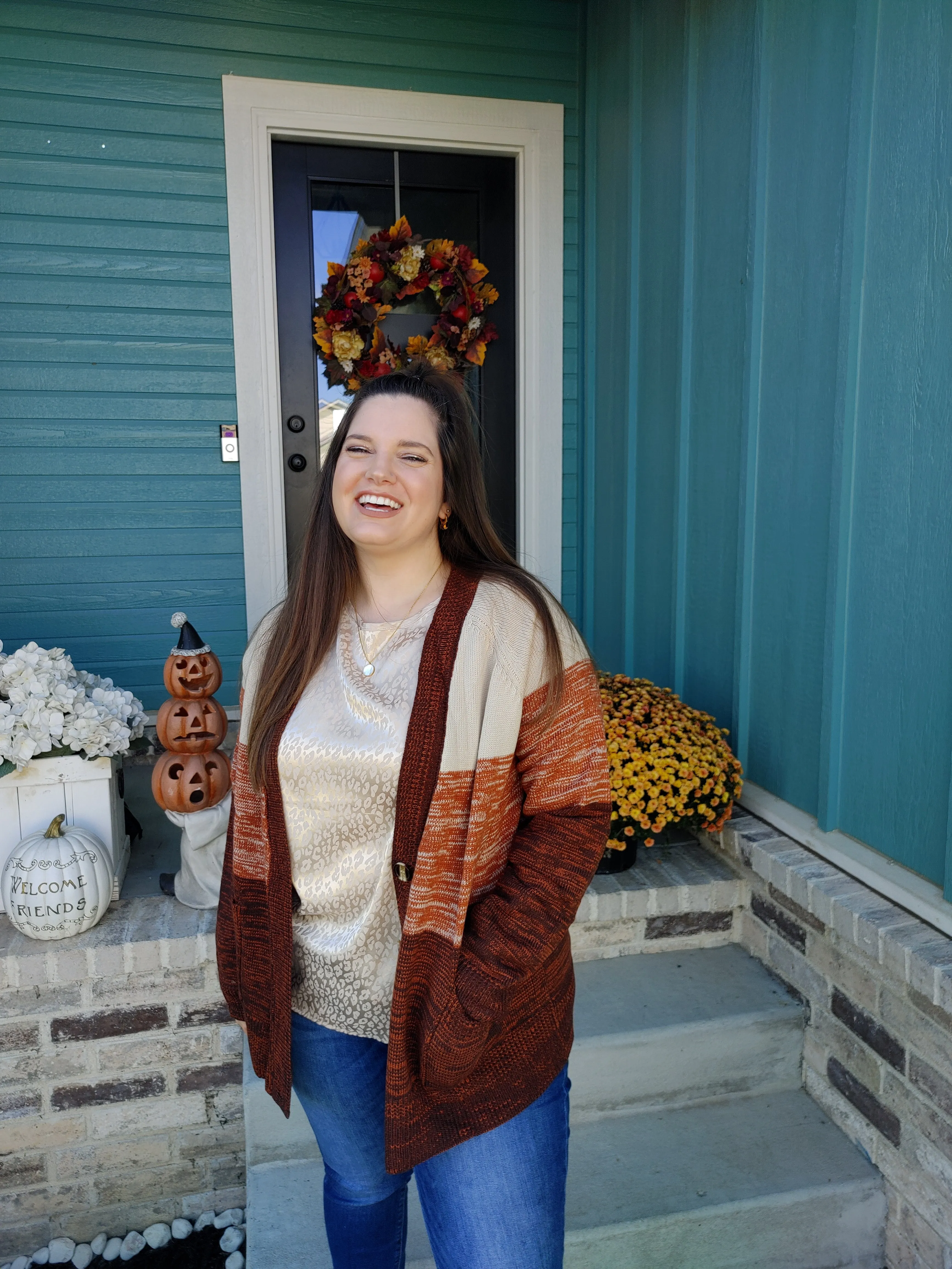 Pumpkin Cold Brew Multi-Color Cardigan