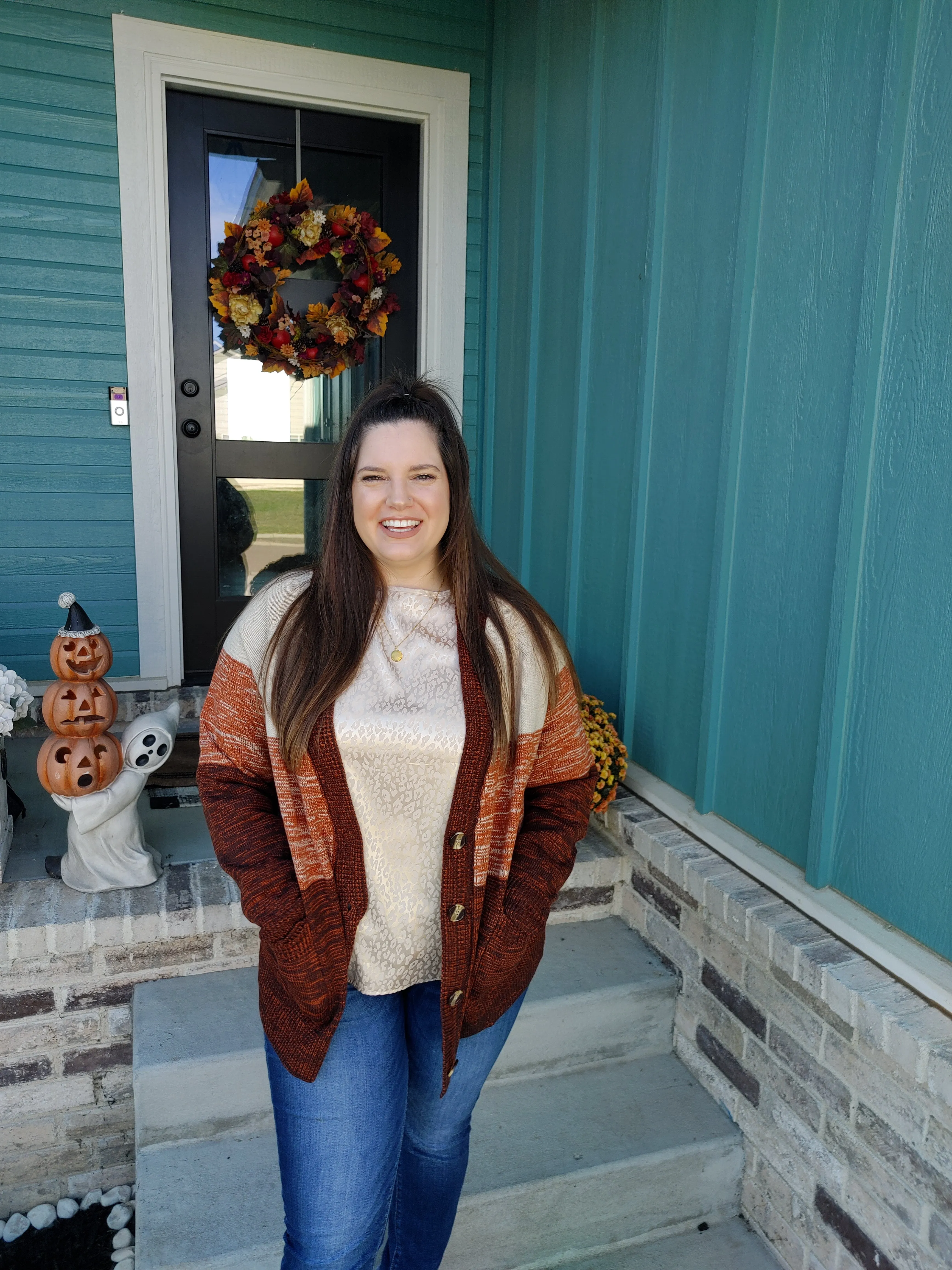 Pumpkin Cold Brew Multi-Color Cardigan