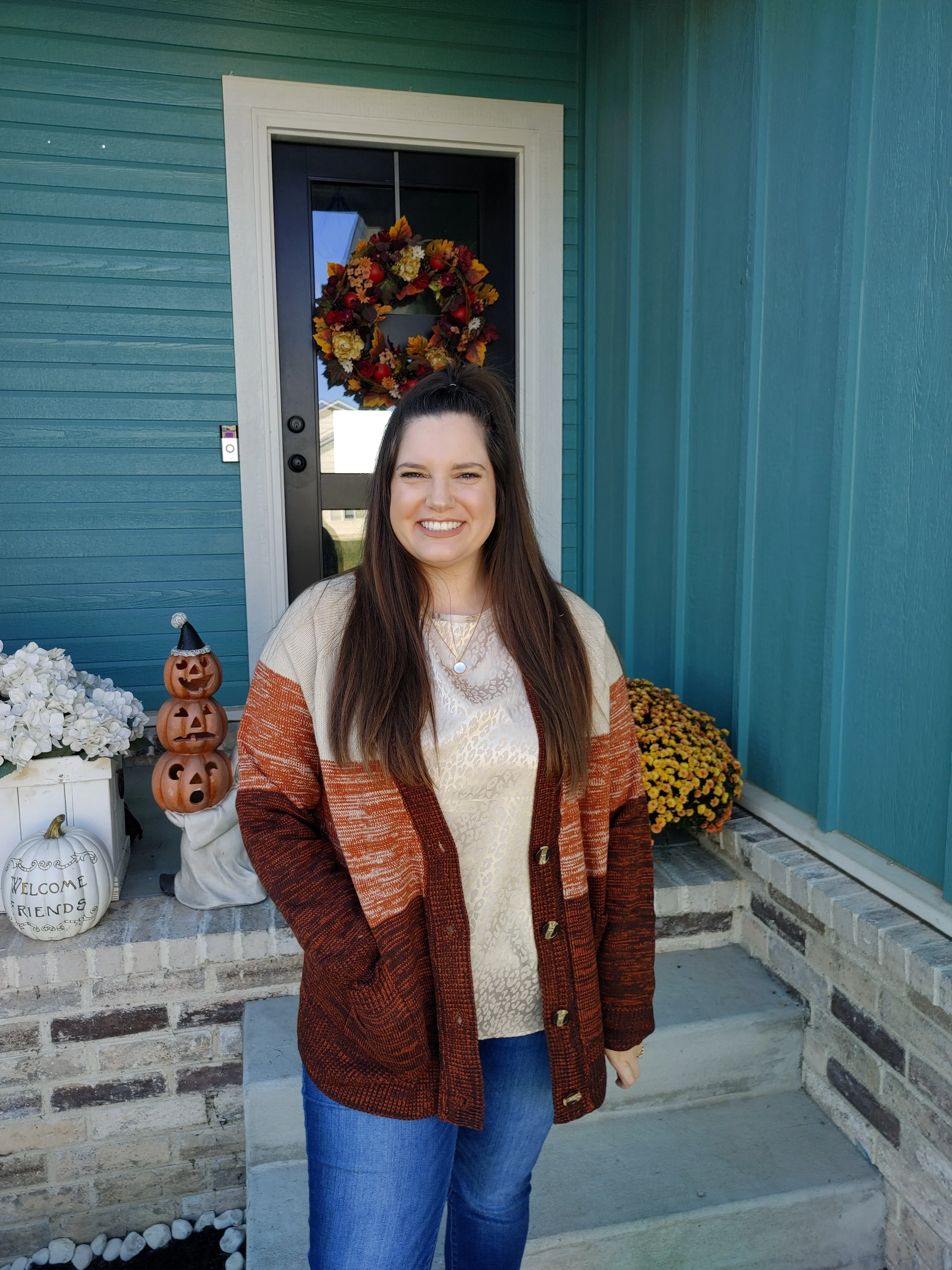 Pumpkin Cold Brew Multi-Color Cardigan