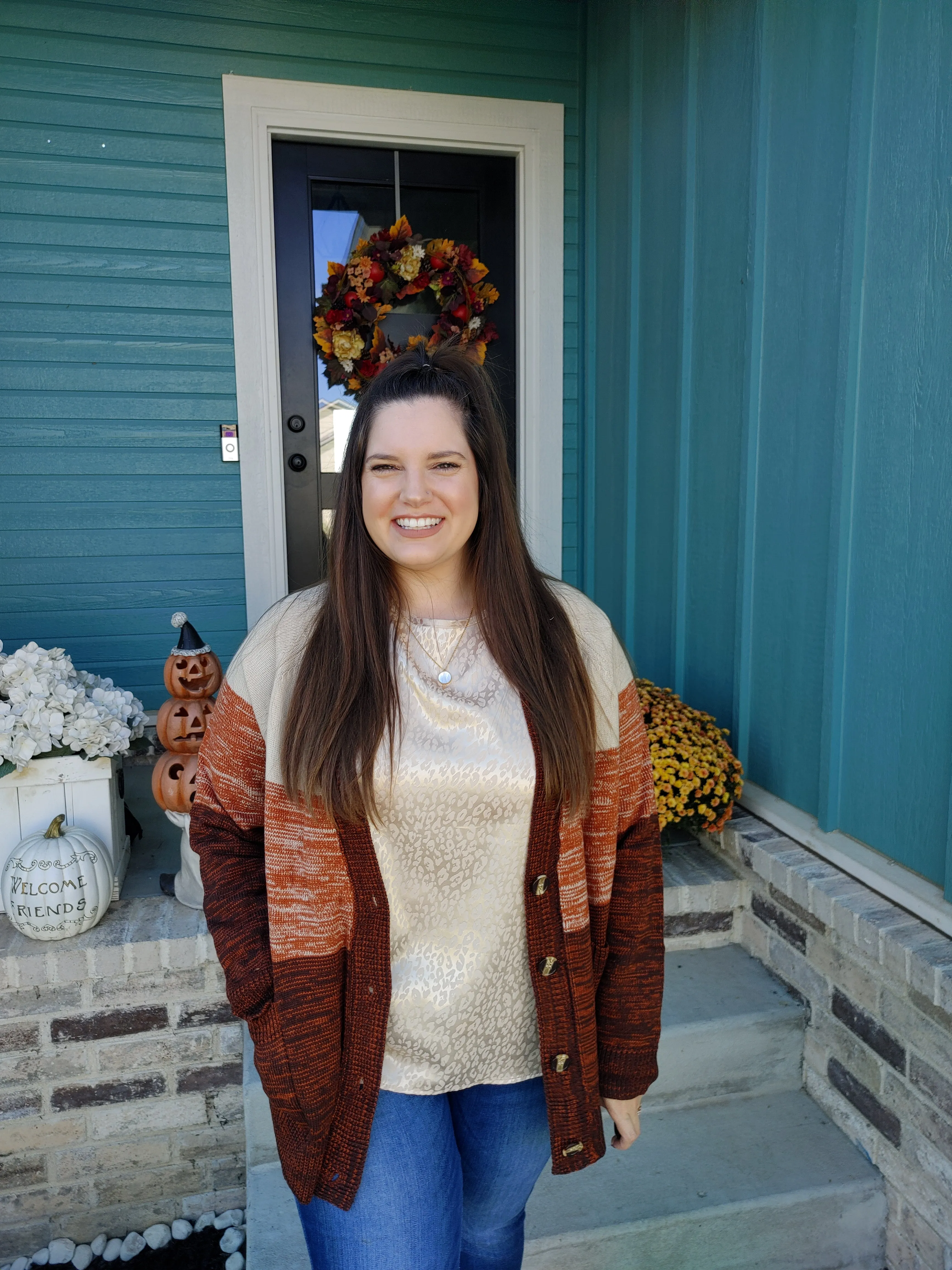 Pumpkin Cold Brew Multi-Color Cardigan