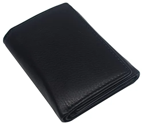 RFID Blocking Genuine Leather Wallet Extra Capacity Classic Trifold Wallet for Men