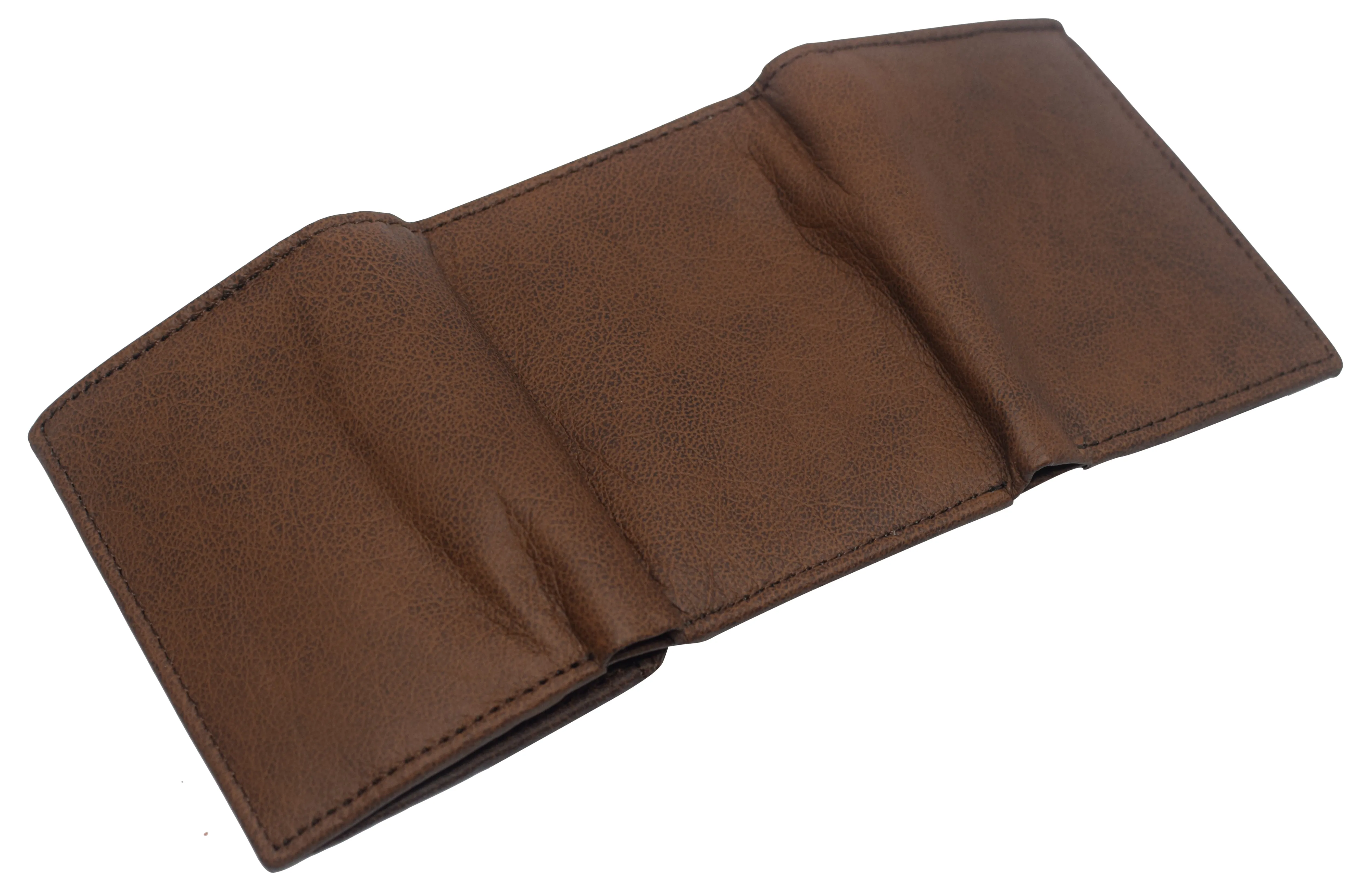 RFID Blocking Genuine Leather Wallet Extra Capacity Classic Trifold Wallet for Men