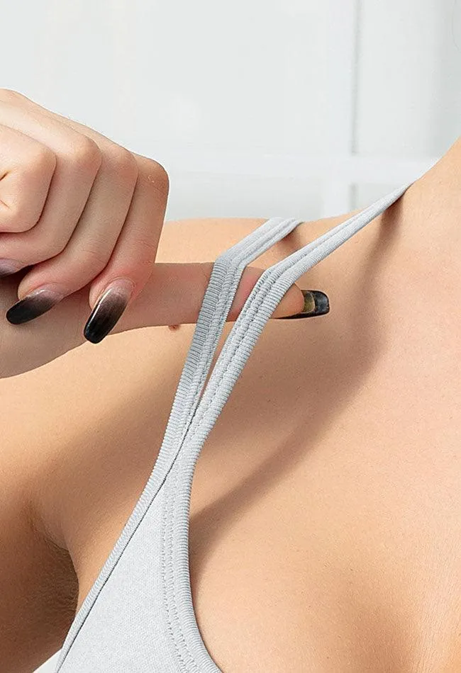 Seamless Backless Stretchy U Neck Sports Bra - Terry