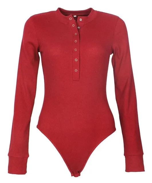 Sexy V Neck Knitted Bodysuit