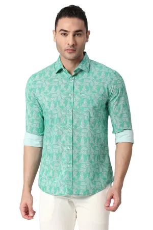 Slim Fit Cotton Poplin Printed Shirt