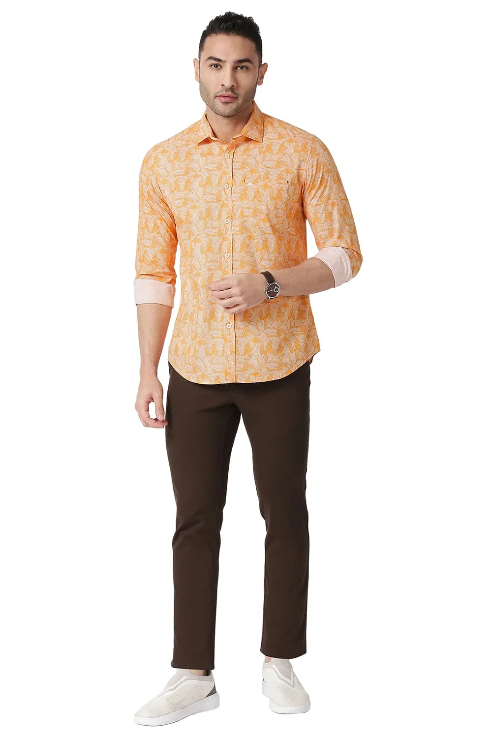 Slim Fit Cotton Poplin Printed Shirt