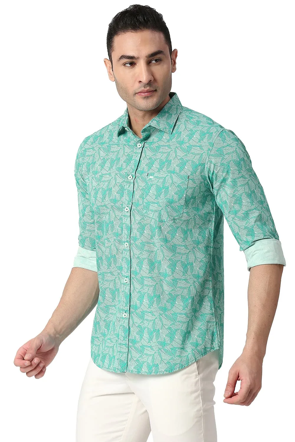 Slim Fit Cotton Poplin Printed Shirt