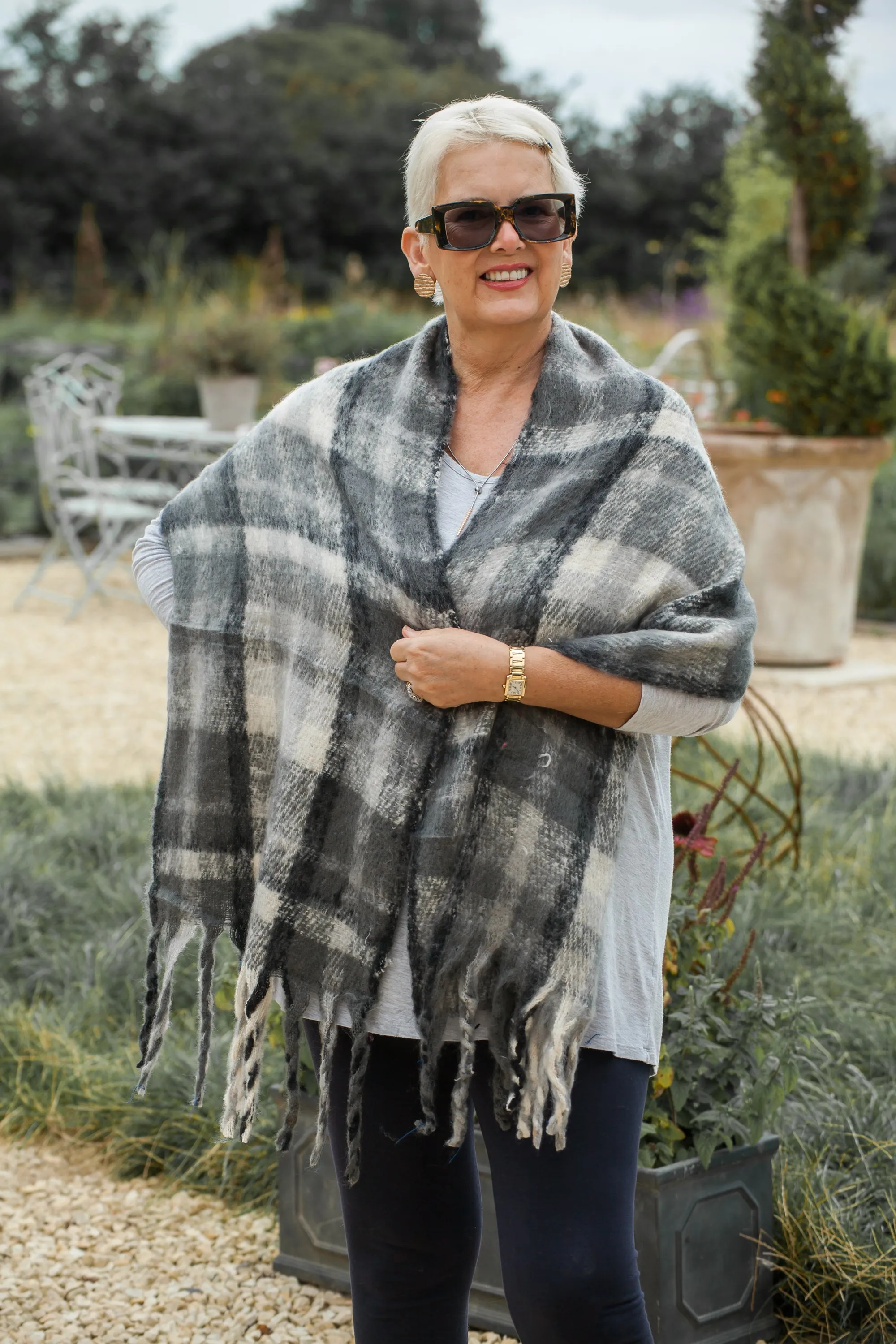 THICK CHECK SCARF CLRMD202103-15 2 COLS