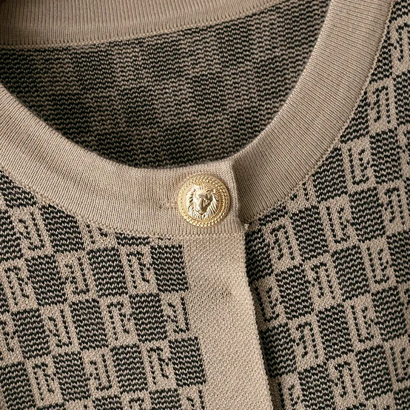 Timeless Three Piece Knit Co-ord Set with Gold Button Detailing