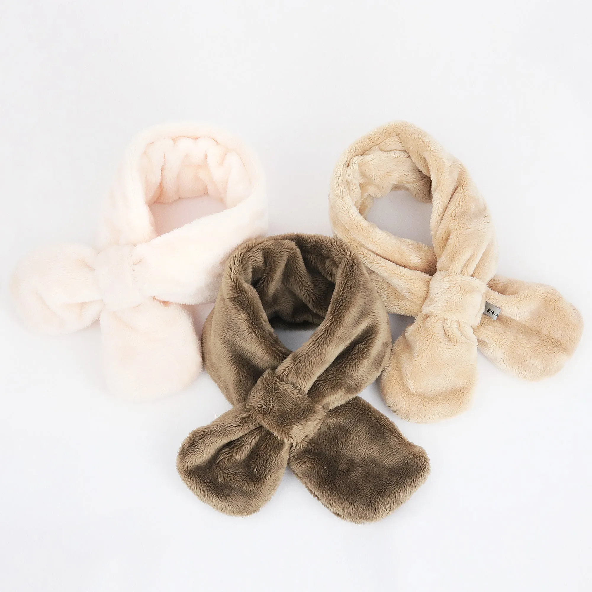 Toddler Winter Fashion Scarf Kids Warm Fluffy Thick Fleece Baby Neck Warmer | Beige