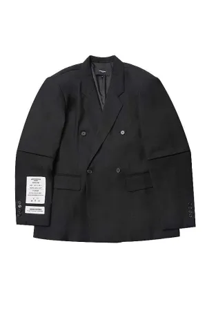 Unisex Black Patched Jacket with Removable Sleeves