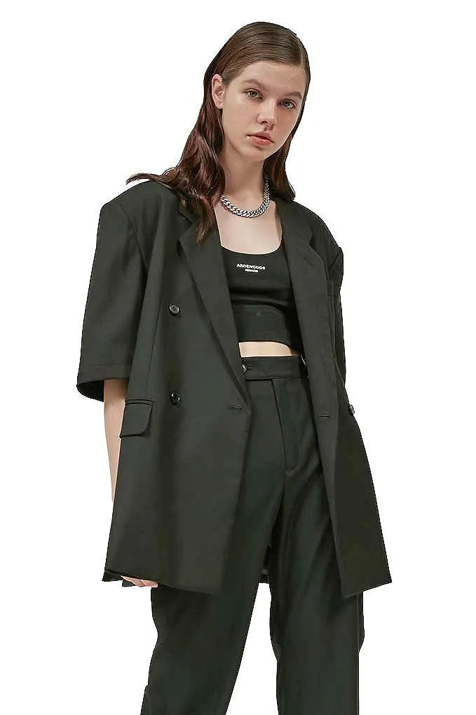 Unisex Black Patched Jacket with Removable Sleeves