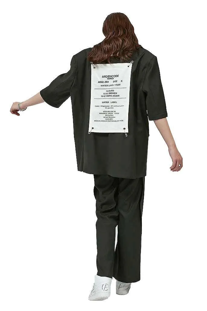 Unisex Black Patched Jacket with Removable Sleeves