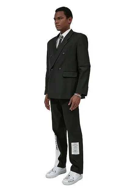 Unisex Black Patched Jacket with Removable Sleeves