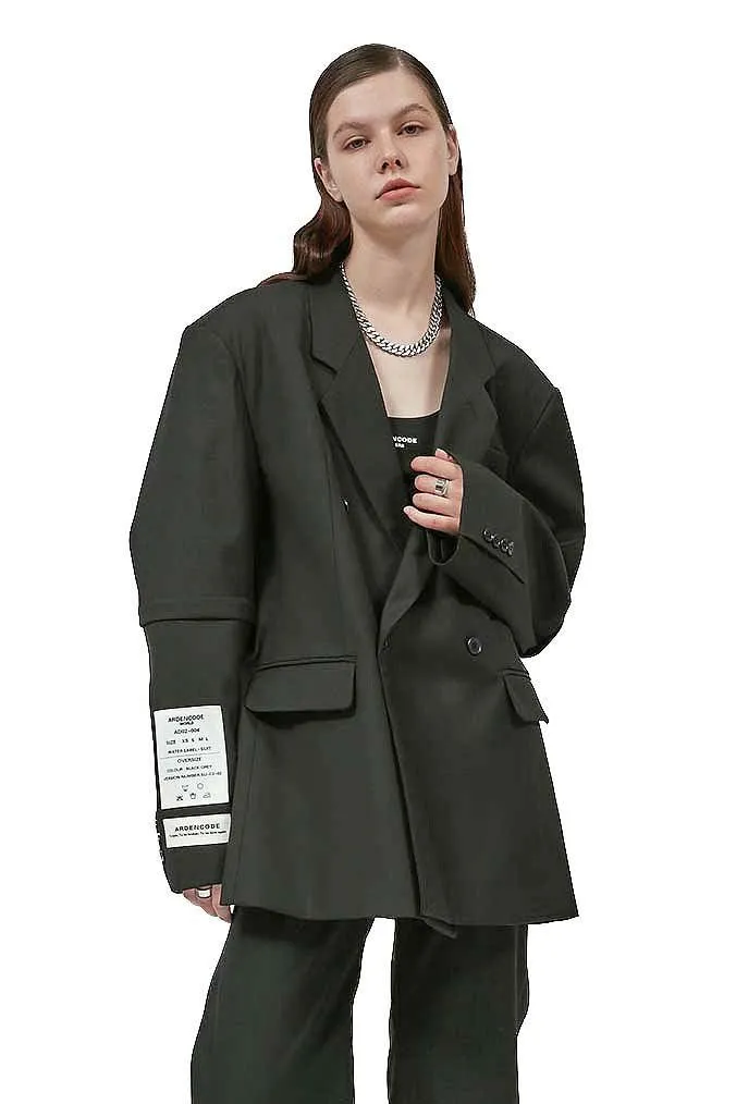 Unisex Black Patched Jacket with Removable Sleeves