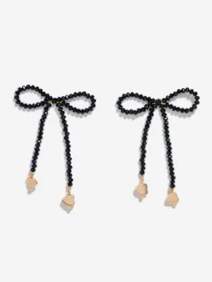 Westside Accessories Black Beaded Bow Earrings