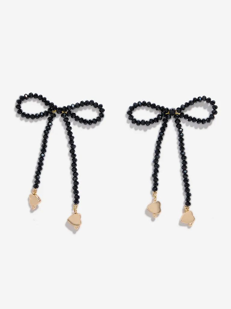 Westside Accessories Black Beaded Bow Earrings