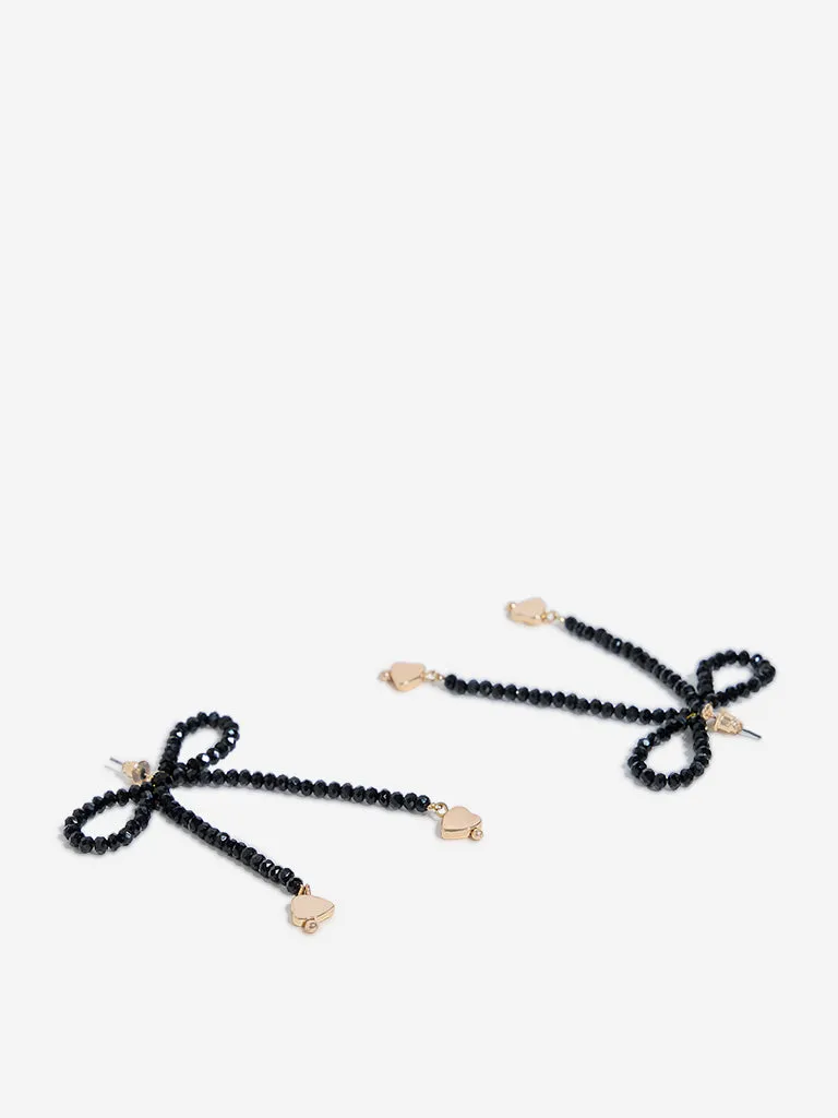 Westside Accessories Black Beaded Bow Earrings
