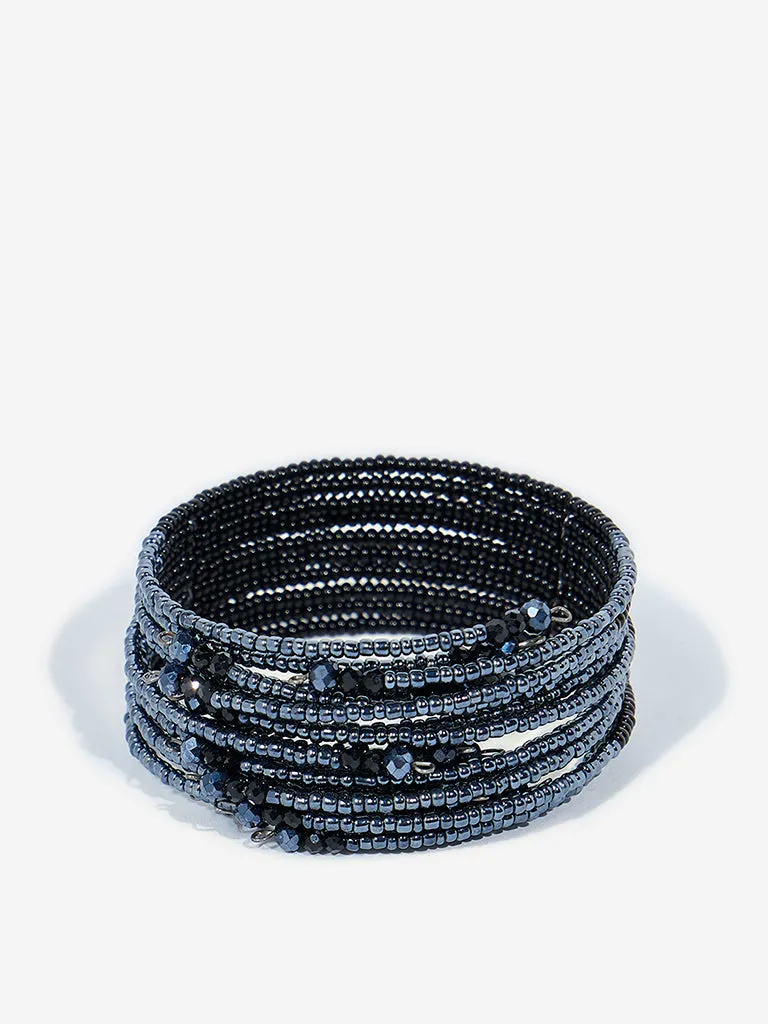 Westside Accessories Black Beaded Cuff Bracelet