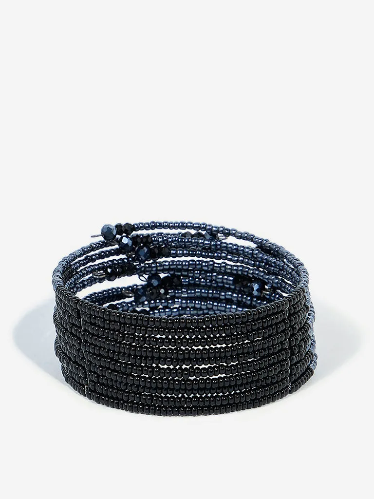 Westside Accessories Black Beaded Cuff Bracelet