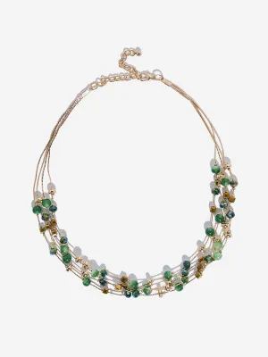 Westside Accessories Green Layered Stone Necklace