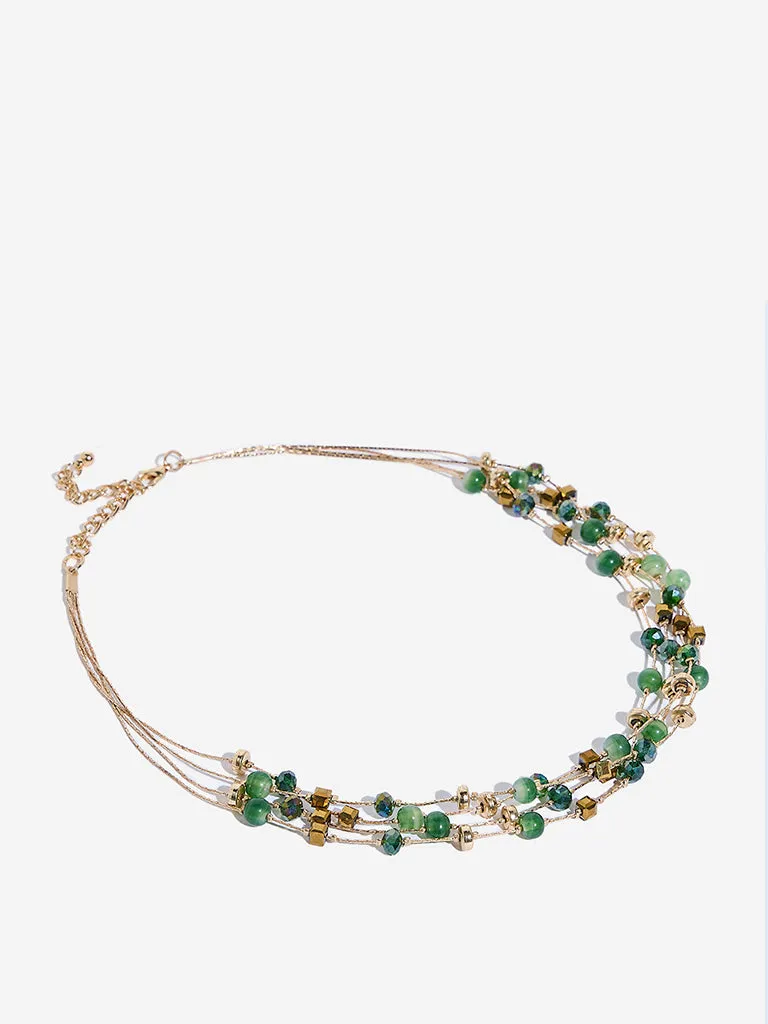 Westside Accessories Green Layered Stone Necklace