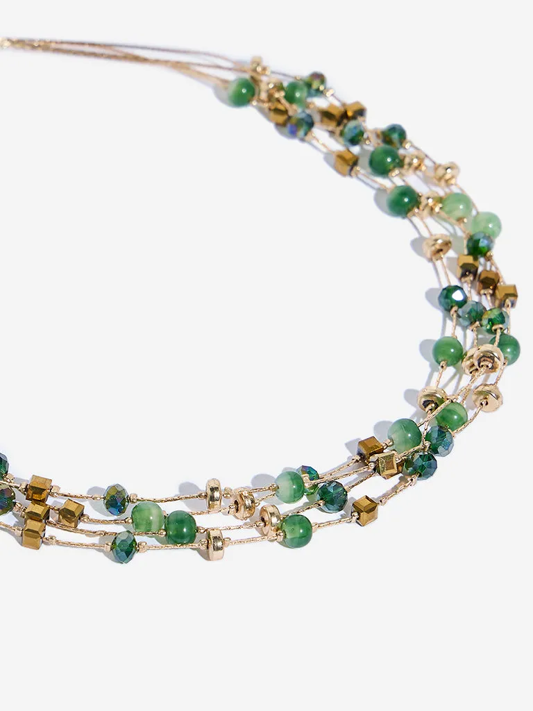 Westside Accessories Green Layered Stone Necklace