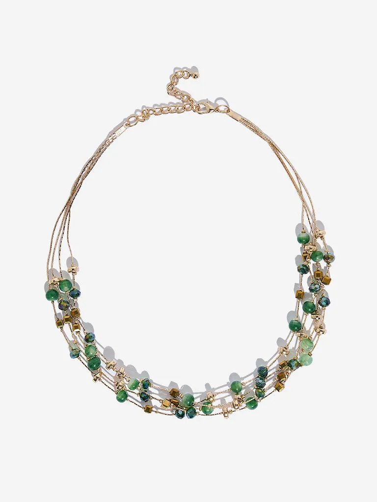 Westside Accessories Green Layered Stone Necklace
