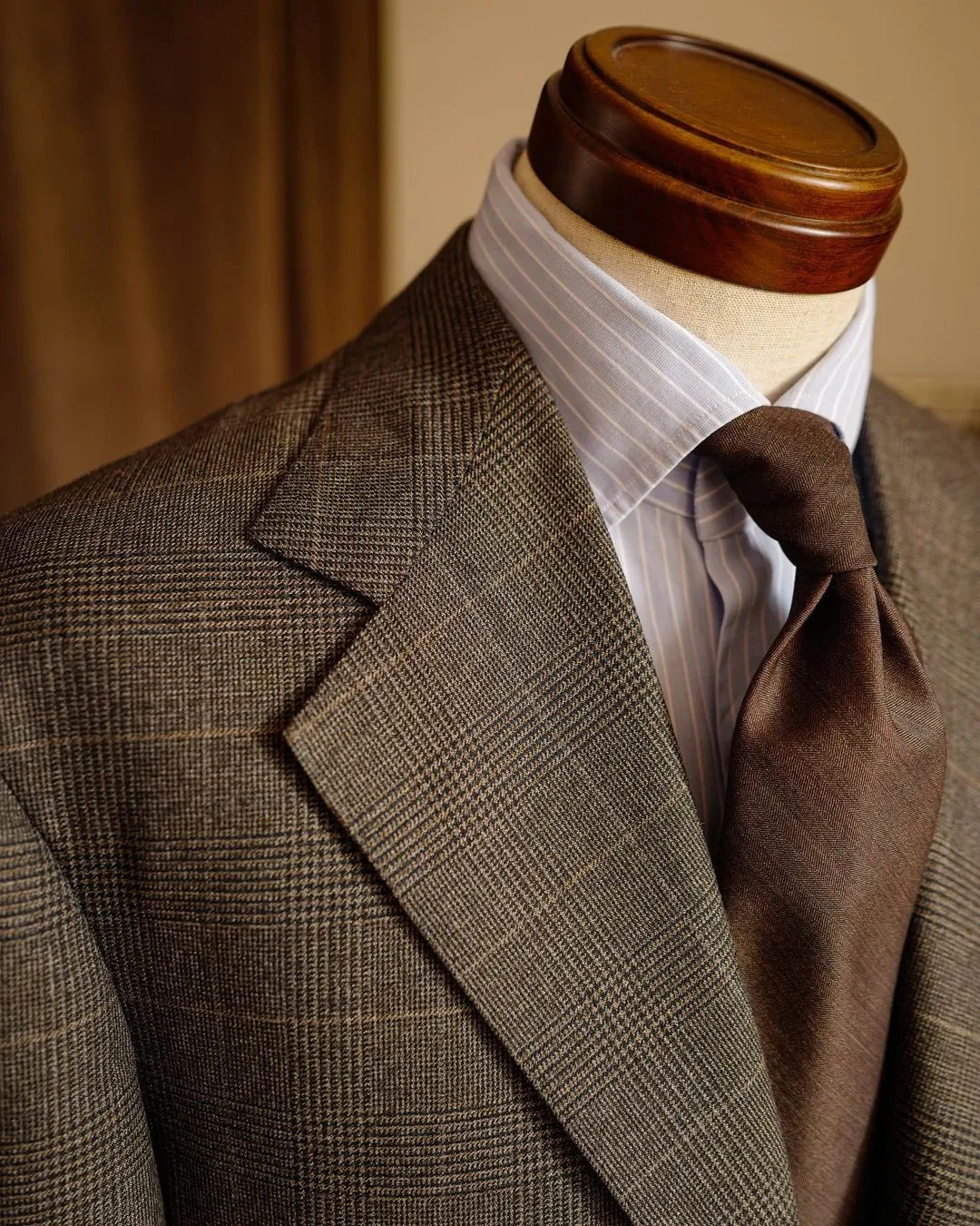 xiangtuibao Brown Men Suit 3 Pieces Business Blazer Vest Pants Single Breasted Plaid Stripes Wedding Formal Work Wear Party Causal Tailored