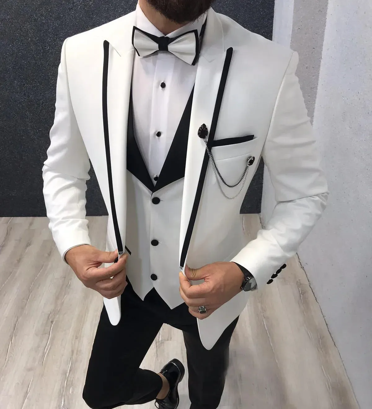 xiangtuibao Dark Grey Men Suit Slim Fit Smart Casual Business Formal Party Prom Blazer Jacket 3 Pieces Summer Wedding Groom Tuxedos 20