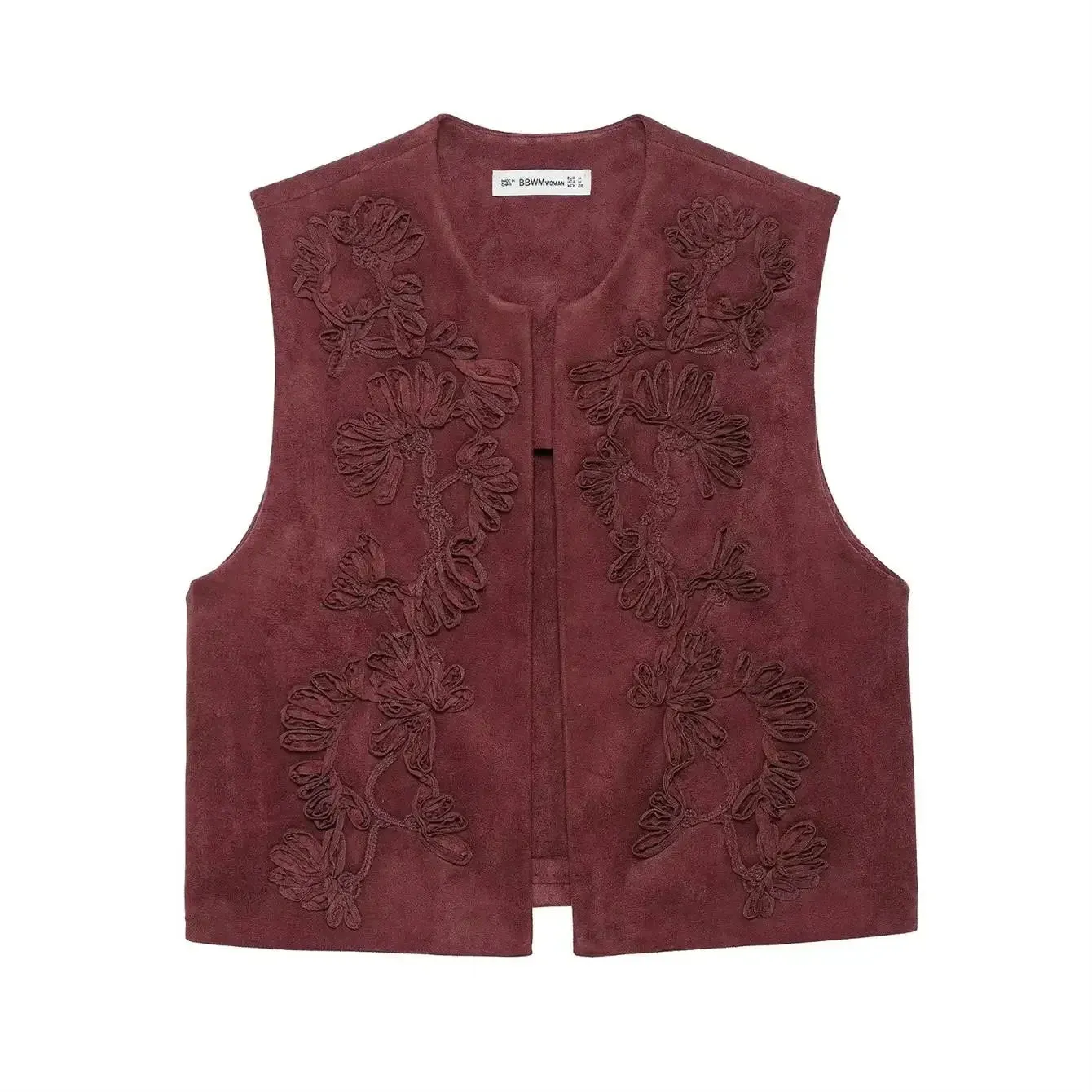 Zafira Embroidered Waistcoat  Sleeveless Boho Layering Piece in Claret or Brown for Casual or Holiday Outfits