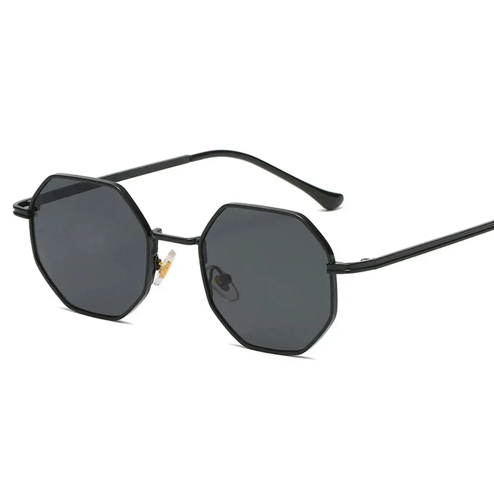 Zaria Geometric Gold Frame Sunglasses  Octagon Retro UV Shades for Women